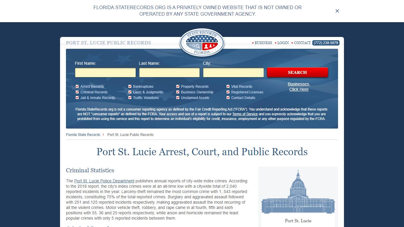 Port St. Lucie Arrest, Court, and Public Records